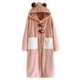 thumbnail image 1 of Women's Flannel Robe Fuzzy Terry Cloth Robes Animal Ear Hooded Long Sleeve Soft Plush Bathrobe Cute Fleece Pajamas, Pink, M, 1 of 5