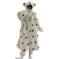 thumbnail image 1 of Women's Flannel Robe Fuzzy Terry Cloth Robes Animal Ear Hooded Long Sleeve Soft Plush Bathrobe Cute Fleece Pajamas, White, XXL, 1 of 6