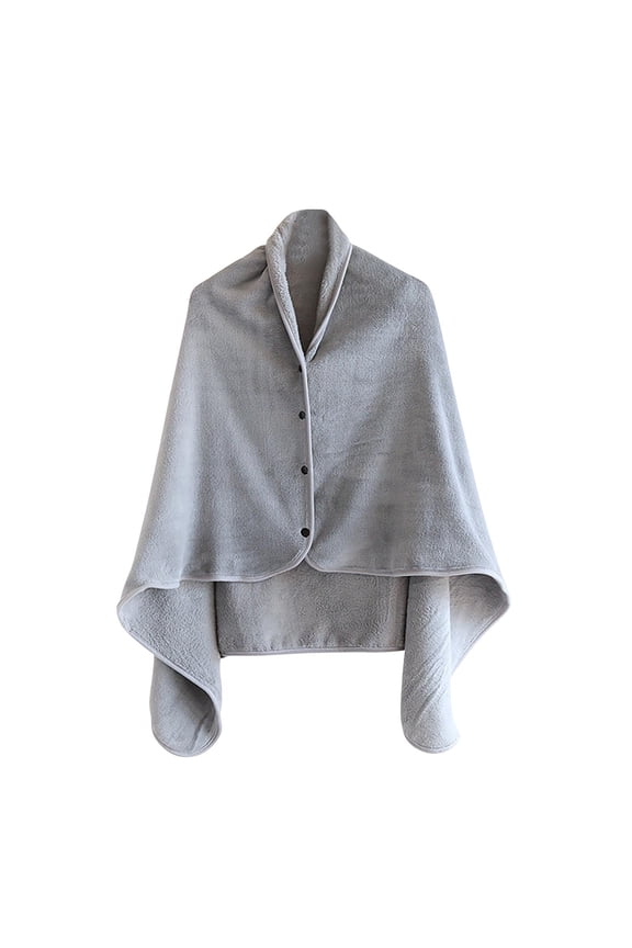 Women's Flannel Wearable Blanket Wrap Fleece Lined Button Down Poncho Cape Soft Warm Winter Fall Sofa Shawl Cloak