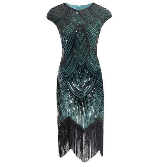 Women’s Flapper Dress 1920s Sparkling Sequins Beaded Fringe Tassels Bodycon Short Dress for Cocktails Evening Party