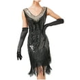 thumbnail image 1 of Women's Flapper Dresses Vintage 1920s Great Gatsby Theme Party Sequins Fringed Roaring 20s Cocktail Dress, 1 of 3