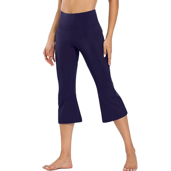 Women's Flare Capri Leggings Fold Over High Waisted Bootcut Yoga Pants Slim Fit Soft Capris Workout Lounge Legging, XL