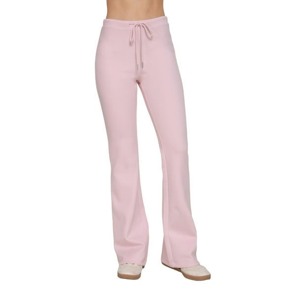 Women's Flare Knit Pants with Drawstring Waist Center Seams Cotton Poly Jersey Pants