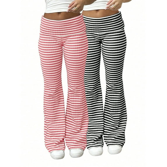 Women's Flare Leggings 2-Pack – High Waisted Bootcut Yoga Pants, Stretchy Casual Lounge Pants for Everyday Wear