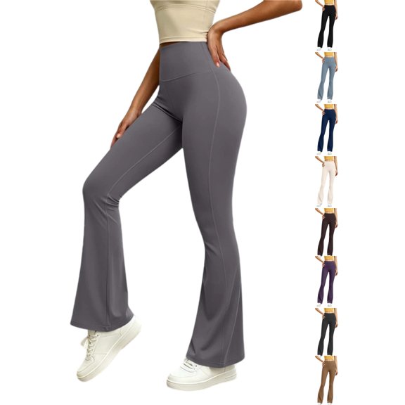 Women's Flare Leggings High Waisted Bootcut Yoga Pants 4-Way Stretch Solid Color Tummy Control Casual Pants Soft Athletic Trousers for Gym Daily Casual