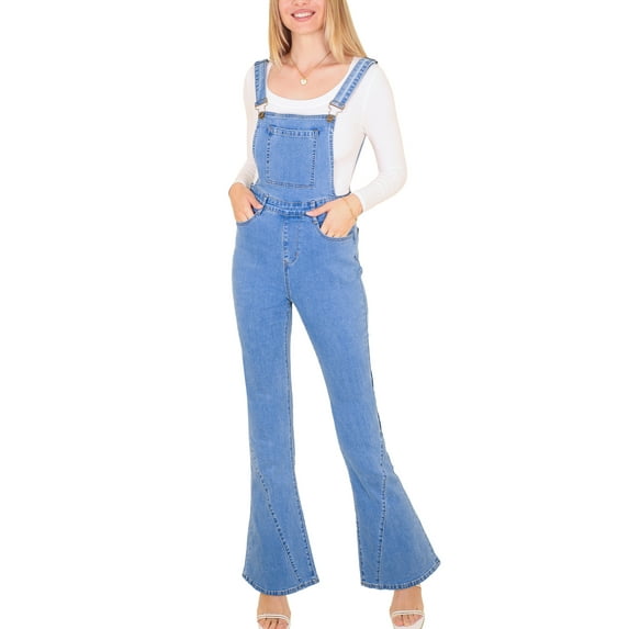 Women's Flare Overalls Jumpsuits Retro Bell Bottom Jeans Skinny Denim Overalls