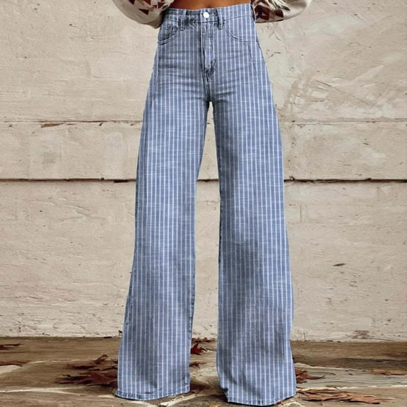 Women's Flare Wide Leg High Waisted Casual Vintage Floral Print Pants Casual Colorful Trouser