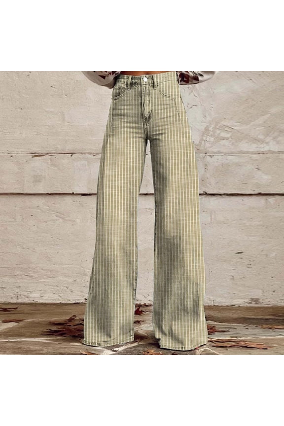 Women's Flare Wide Leg High Waisted Casual Vintage Floral Print Pants Casual Colorful Trouser