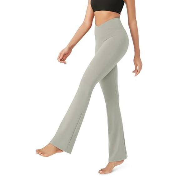 Women's Flare Yoga Pants - Crossover Flare Leggings Buttery Soft High Waisted Workout Casual Bootcut Pants