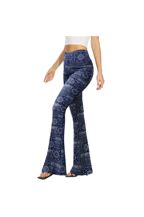 Women’s Flare Yoga Pants, Crossover High Waisted Casual Bootcut Leggings