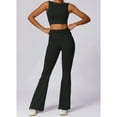 thumbnail image 1 of Women's Flared High Waist Pants and Cropped Tank Top Activewear Set - X Large, Black, 1 of 1