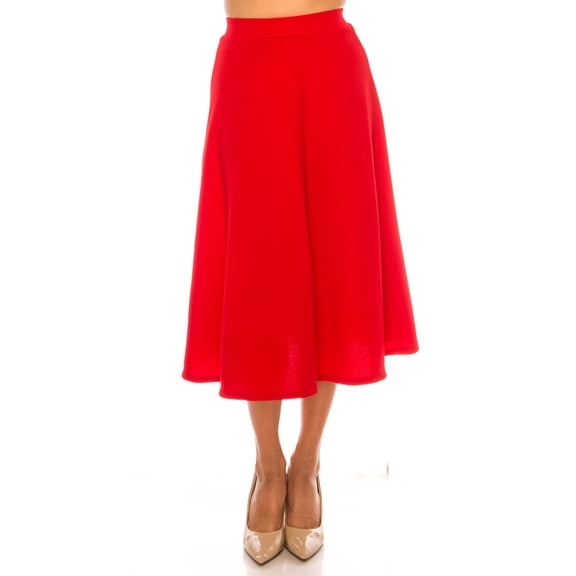 Women's Flared Lightweight Elastic Midi A-line Skirt
