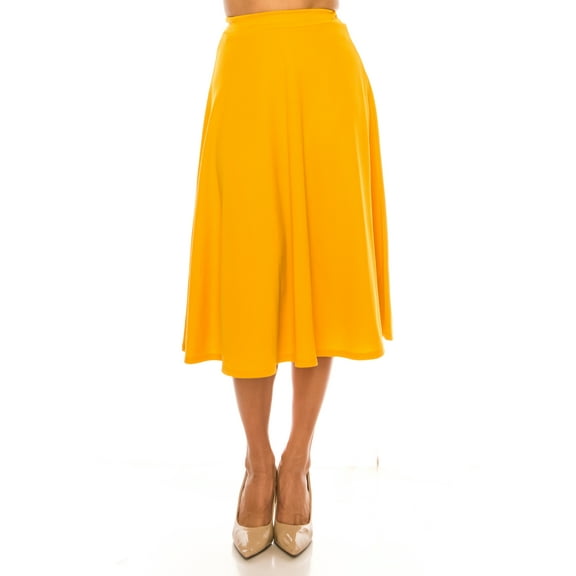 Women's Flared Lightweight Elastic Midi A-line Skirt