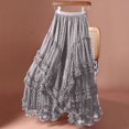 thumbnail image 1 of Women's Flared Mesh Midi Skirt, Embroidered Love Pattern Tulle Skirt, Romantic Layering Skirt for Date Night or Special Events, Gray - One Size, 1 of 6