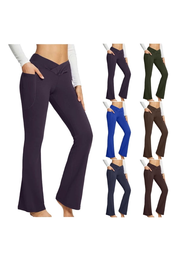 Women's Flared Yoga Pants Boot Cut Wide Leg Design Fitness Workout Slim Fit Sports Trousers