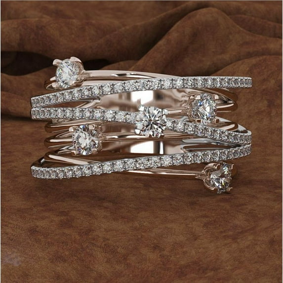 Women's Flash Diamond Micro-Inlaid Zircon Cross Color Ring