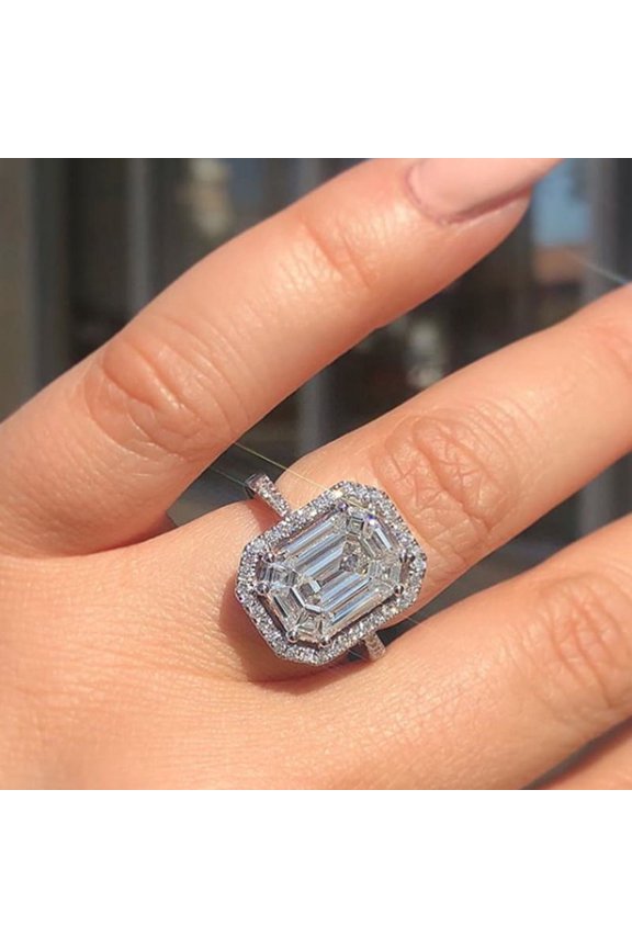 Women's Flash Square Diamond Zircon Ring