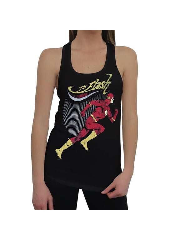 Women's Flash Tank All Black Flash Tank Top Vintage Comic DC Comics Tank Top-Medium
