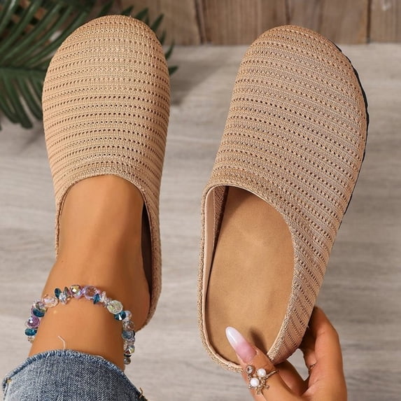Women's Flat Heel Slippers Comfortable Casual Shoes Non-Slip Breathable Stylish Outdoor Indoor Footwear Khaki