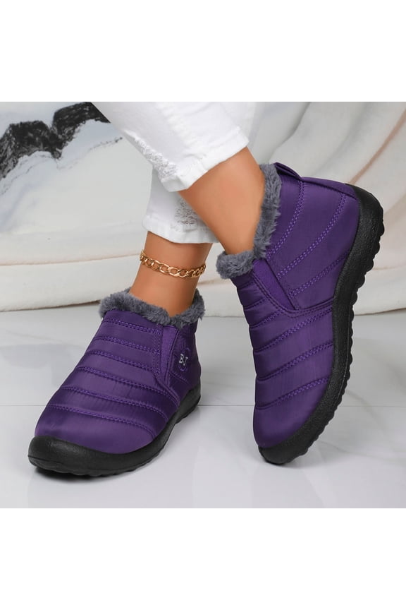 Women's Flat Heel Winter Wool Ankle Boots with Cushioned Insole for All-Day Comfort, Non-Slip Lightweight Design Ideal for Outdoor Walking and Casual Wear NAJKZA | Purple