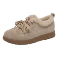thumbnail image 1 of Women's Flat Lace Up Casual Shoes Plush Wide Toe Box Fleece Lined Warm Running Shoes Lightweight Non Slip Dress Shoes Brown Size 8, 1 of 8