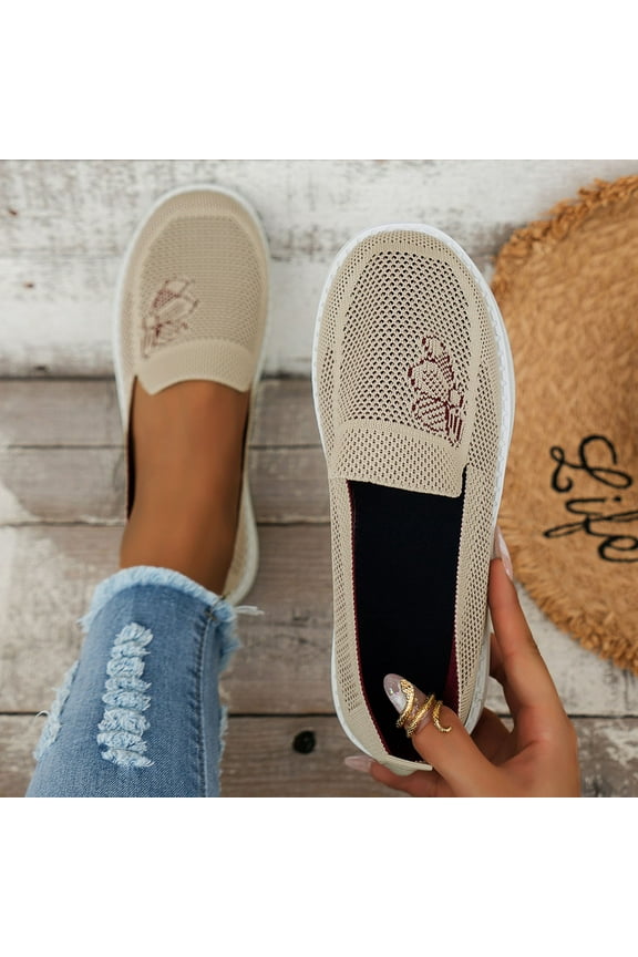 Women's Flat Loafer Slip On Fashion Ballet Flat Sneaker Women's Comfort Walking Boat Shoe Beige 8.5