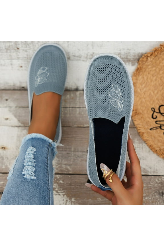 Women's Flat Loafer Slip On Fashion Ballet Flat Sneaker Women's Comfort Walking Boat Shoe Gray 7.5