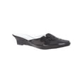 thumbnail image 1 of Women's Flat Mules Closed Pointed Toe Slip On Sequin Embroidery Applique Low Heel Backless Shoes-Black-8, 1 of 3