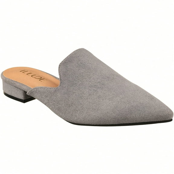 Women's Flat Mules Point Toe Loafer Mule Flats Backless Slip On Slides Loafer Shoes