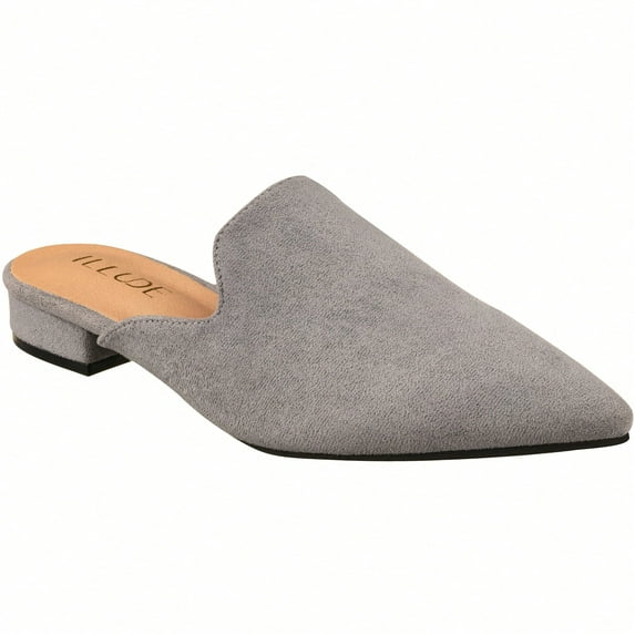 Women's Flat Mules Point Toe Loafer Mule Flats Backless Slip On Slides Loafer Shoes