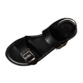 thumbnail image 1 of Women's Flat Sandals Comfortable Belt Buckle Soft Leather Open Toe Casaul Spring And Summer Breathable Beach Sandals Black, 1 of 9