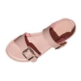 thumbnail image 1 of Women's Flat Sandals Comfortable Belt Buckle Soft Leather Open Toe Casaul Spring And Summer Breathable Beach Sandals Pink, 1 of 7