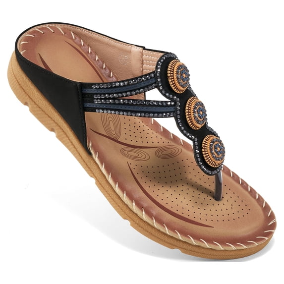 Ecetana Women's Flat Sandals Comfortable Flip Flops Beach Shoes Sandal