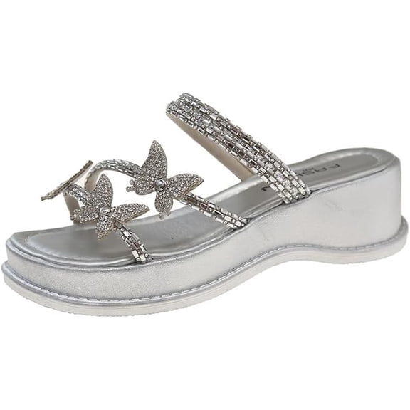 Women's Flat Sandals, Daily leisure Open-Toe Slides with Thick Comfort Sole