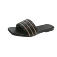 thumbnail image 1 of Women's Flat Sandals Fashion Slides With Soft PU Leather Slippers for Summer Black 5, 1 of 7