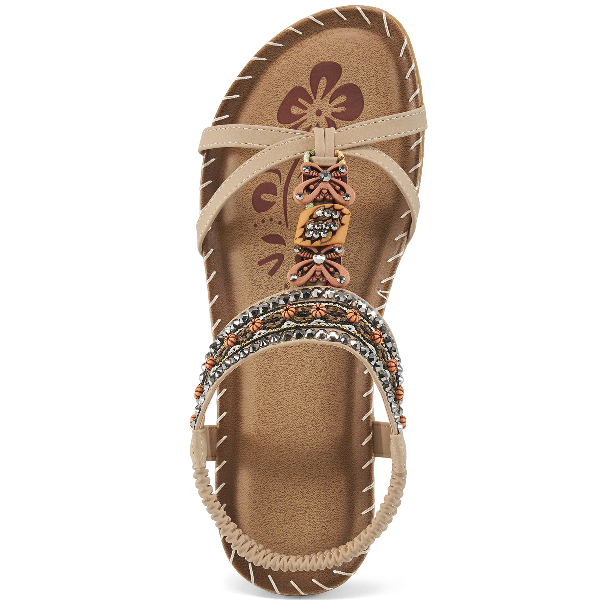 Crocowalk Women's Rhinestone Sandals Gold Silver Gladiator Sandals ...