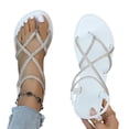 thumbnail image 1 of Women's Flat Sandals Strappy Dressy Ankle Strap Casual Summer Thong Sandals for Beach Strappy Braided Sandals Casual Lightweight Womens Shoes, 1 of 8
