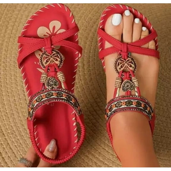Women's Flat Sandals, Wear beach sandals with exposed toes, Fashion Anti-slip Sandal