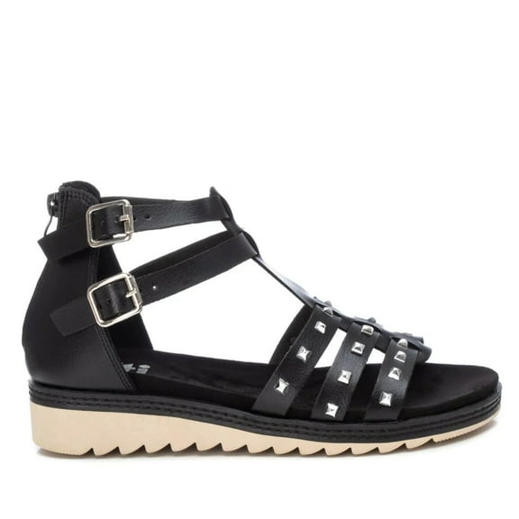 Women's Flat Sandals With Gold Studs By XTI_141299_Black