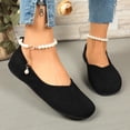 thumbnail image 1 of Women's Flat Shoes, Casual Slip on Loafers with Pearl Ankle Strap, Comfortable Round Toe Ballet Flats for Walking, Indoor Outdoor Daily Wear, 1 of 8