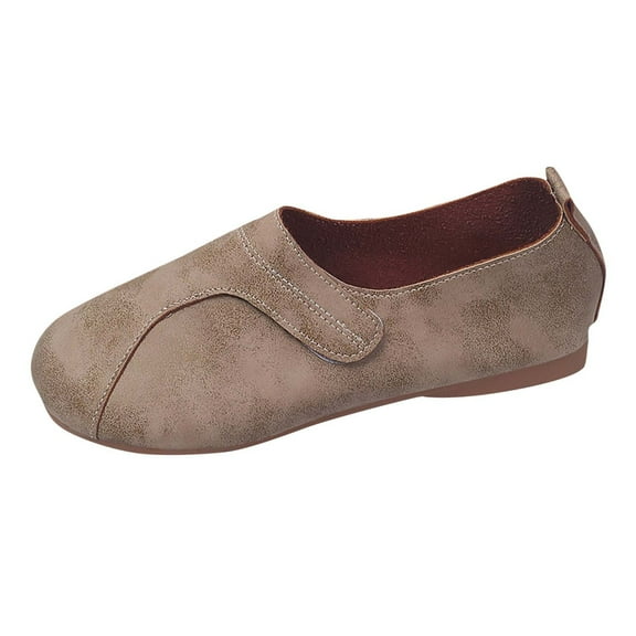 Women's Flat Shoes Comfortable Breathable Solid Color Round Toe Trendy Casual Footwear for Fall Leisure Outdoor Walking Beige,36