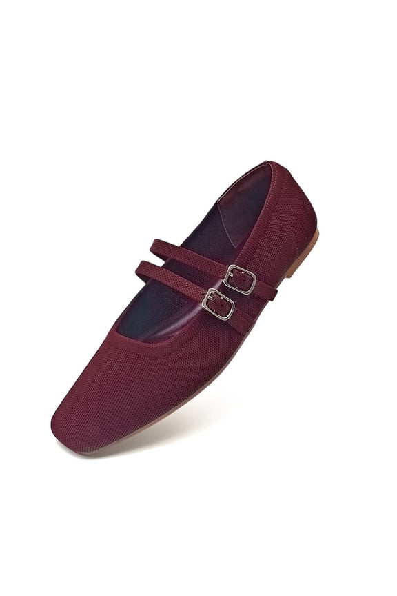 Women's Flat Shoes Double Adjustable Strap Mary Jane Flats Soft Fly Woven Mesh Breathable Shoes Casual Daily Walking Shoes for Ladies