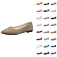 thumbnail image 1 of Women's Flat Shoes Faux Suede Pointed Toe Ballet Dressy Flats Comfortable Slip On Walking Shoe With Square Toe, 1 of 8
