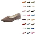 thumbnail image 1 of Women's Flat Shoes Faux Suede Pointed Toe Ballet Dressy Flats Comfortable Slip On Walking Shoe With Square Toe, 1 of 8