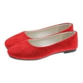 thumbnail image 1 of Women‘s Flat Shoes, Korean Style Square Toe Suede Ballet Flats, Slip-On Pumps for Work, Dressy Casual, and Fashion Outfit Essential Red 36, 1 of 4