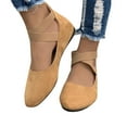 thumbnail image 1 of Women's Flat Shoes Suede Ballet Shoes Large Size Shallow Mouth Elastic Strap Round Toe Womens Shoes Flat Heel Single Shoes, 1 of 7