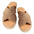 thumbnail image 1 of Women's Flat Slide Sandals Bohemian Tassels Cross Strap Casual Slip on Summer Boho Sandals, Brown 9, 1 of 5