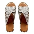 thumbnail image 1 of Women's Flat Slide Sandals Bohemian Tassels Cross Strap Casual Slip on Summer Boho Sandals, Gray 8.5, 1 of 6