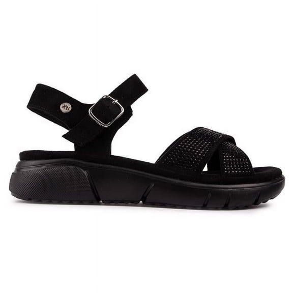 Women's Flat Suede Sandals By XTI_141242_Black