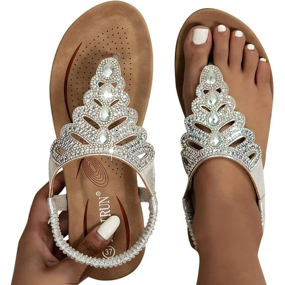 Women's Flat Summer Sandals: with Adjustable Ankle Strap & Comfortable Open-toe design
